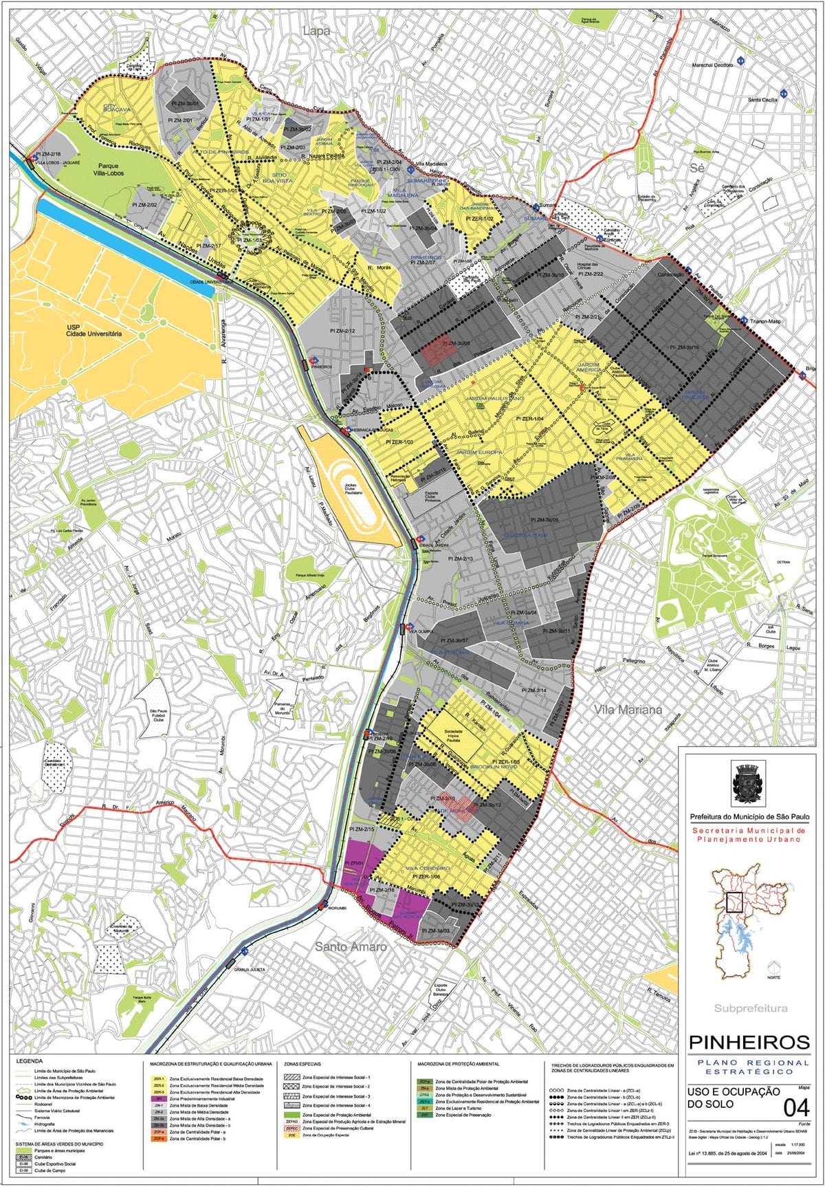Mapa de Pinheiros São Paulo - Ocupación do solo