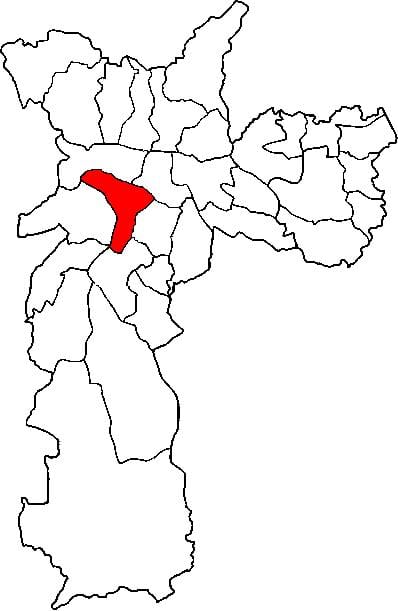 Mapa de Pinheiros sub-concello de São Paulo
