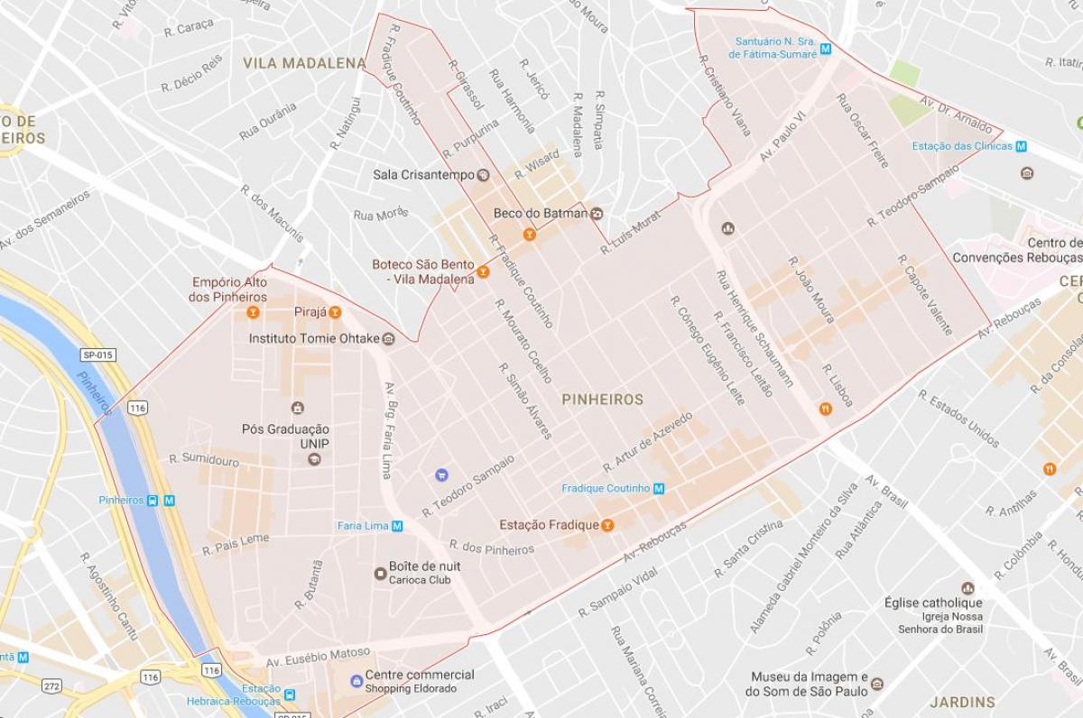 Mapa de Pinheiros São Paulo