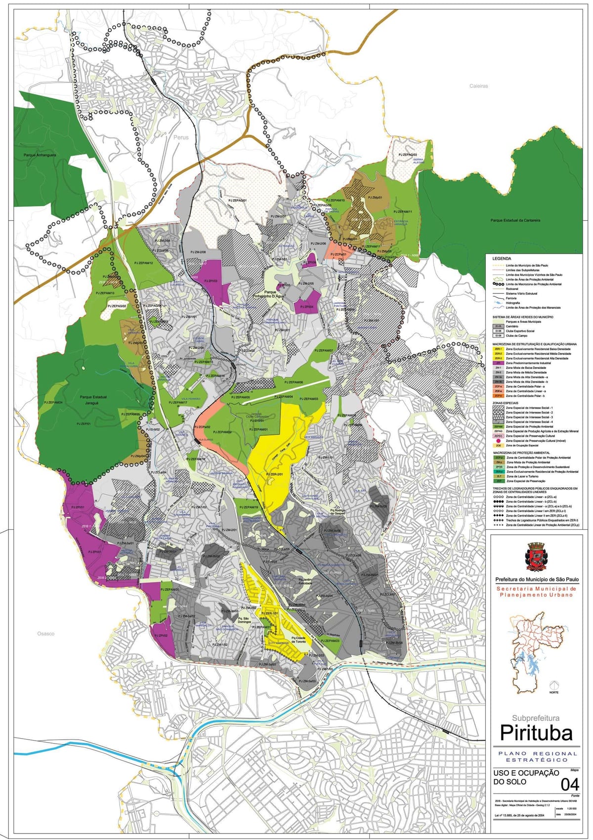Mapa de Pirituba-Jaraguá São Paulo - Ocupación do solo