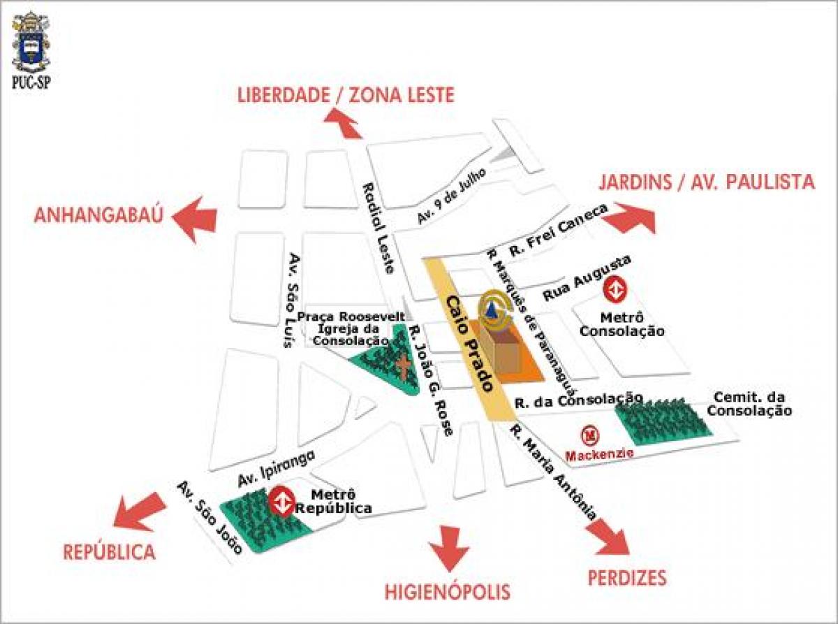 Mapa da Pontificia Universidade Católica de São Paulo