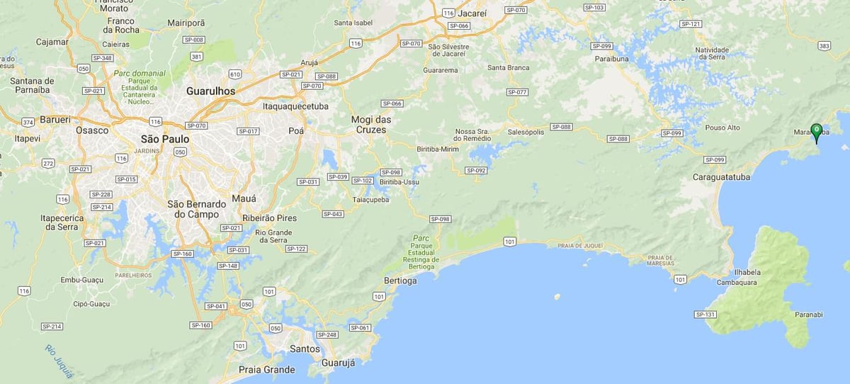 Mapa de praia Caçandoca