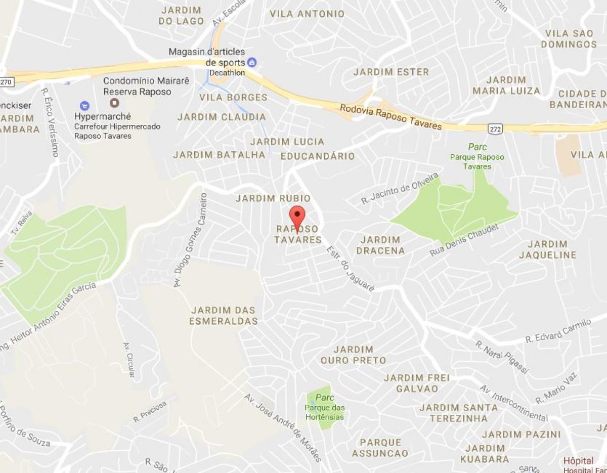 Mapa de Raposo Tavares São Paulo