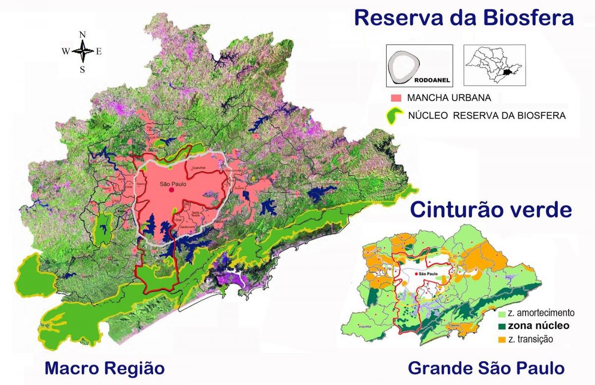Mapa da reserva da biosfera do cinto verde de Galicia