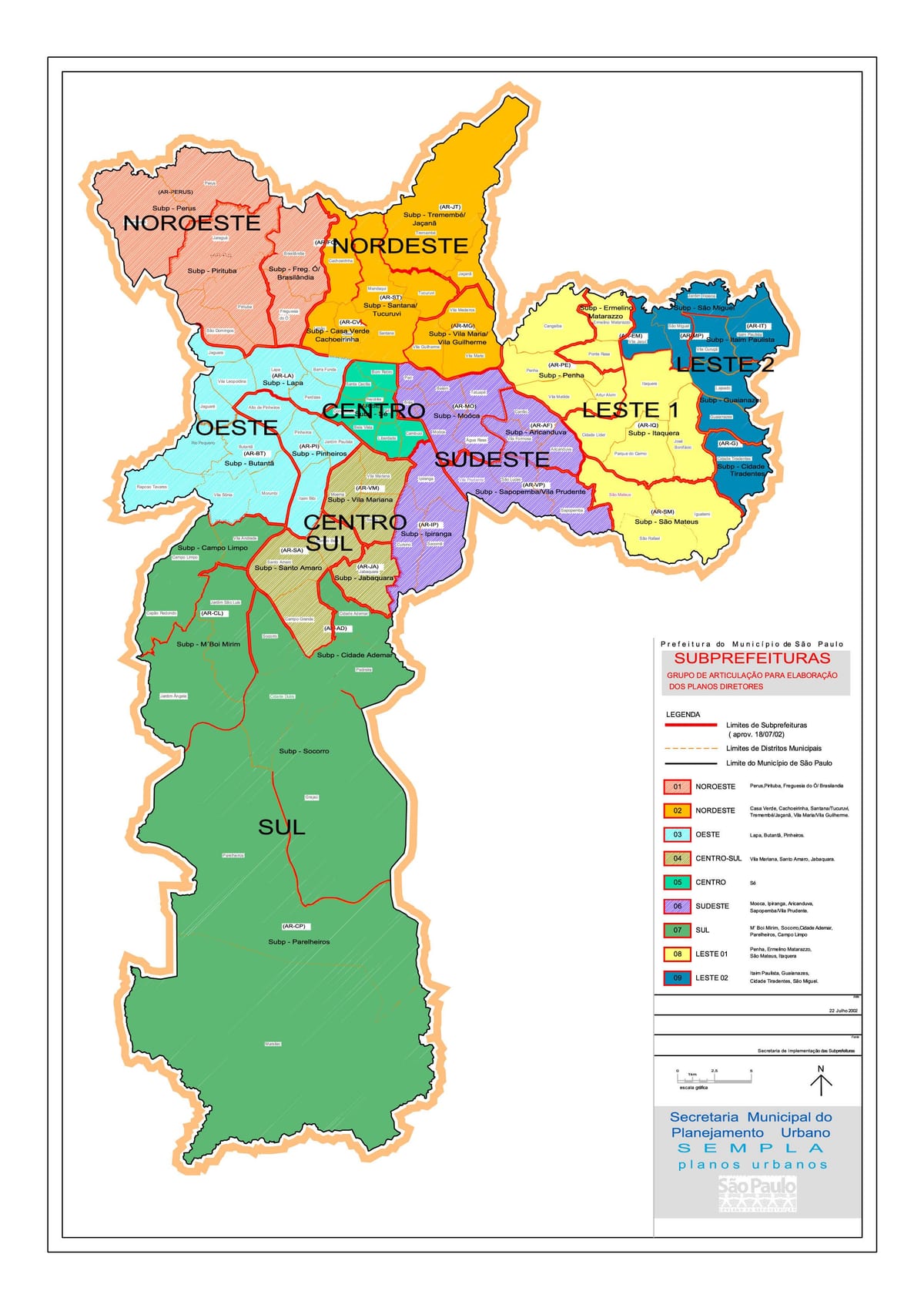 Mapa das rexións de São Paulo