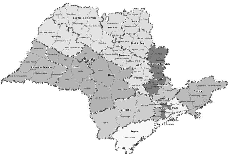 Mapa de São Paulo en branco e negro