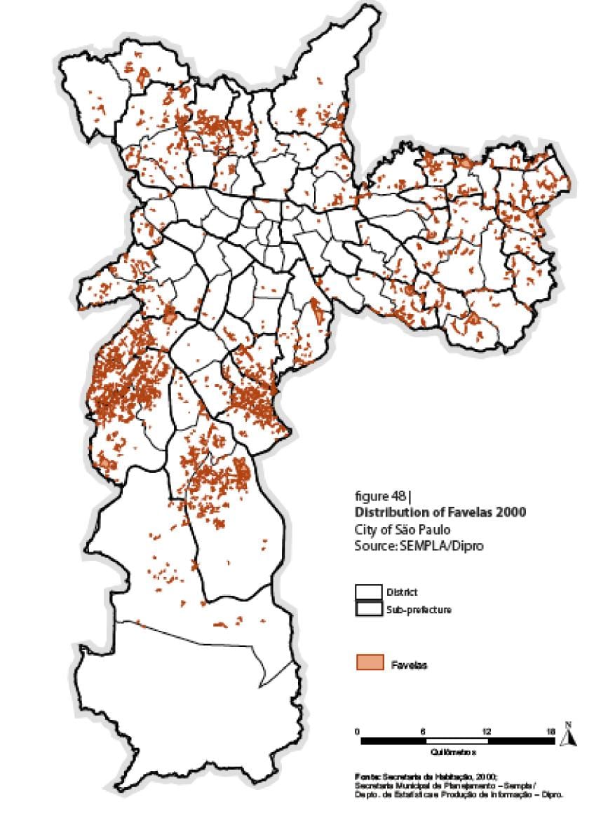 Mapa de São Paulo favelas