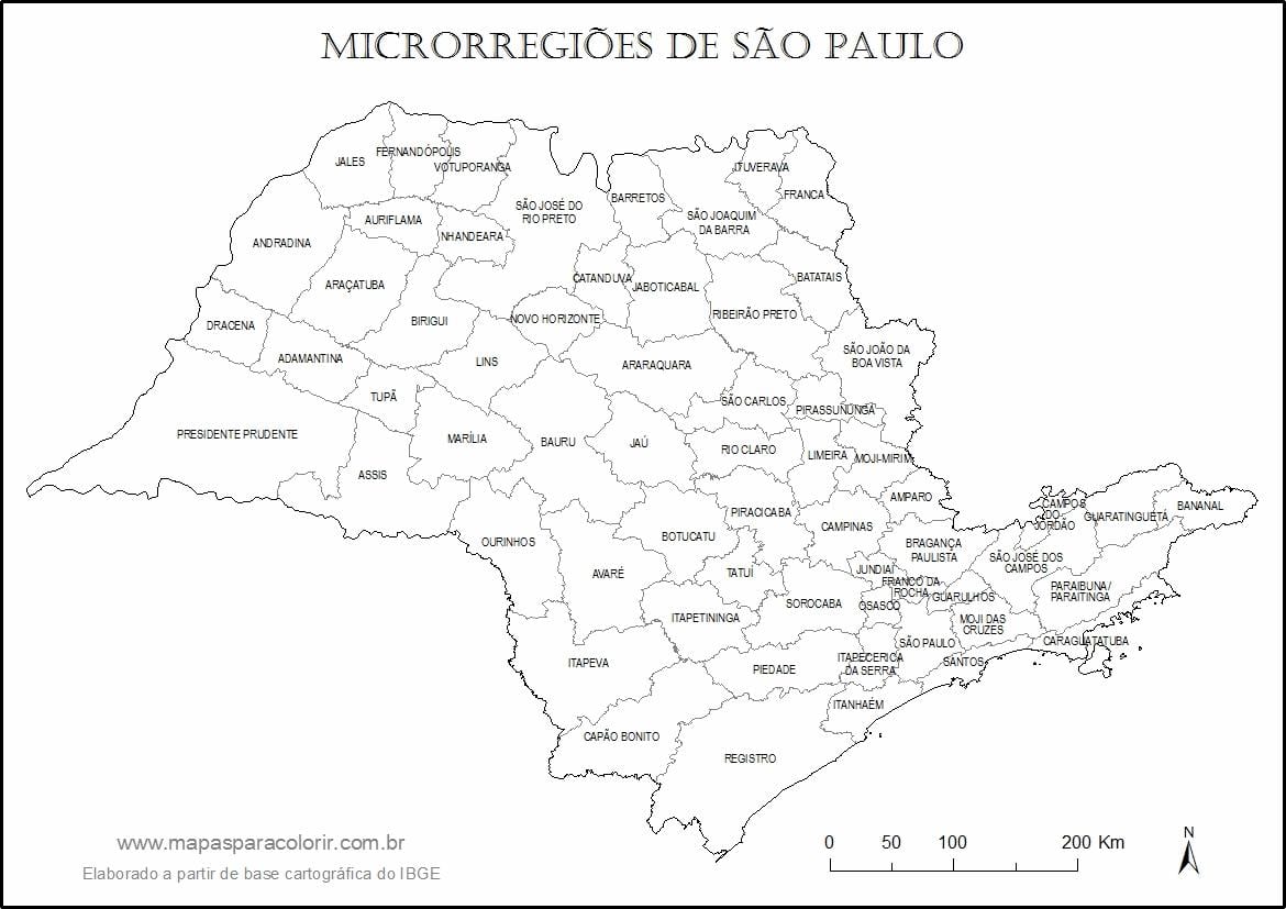 Mapa de São Paulo virxe - micro-rexións