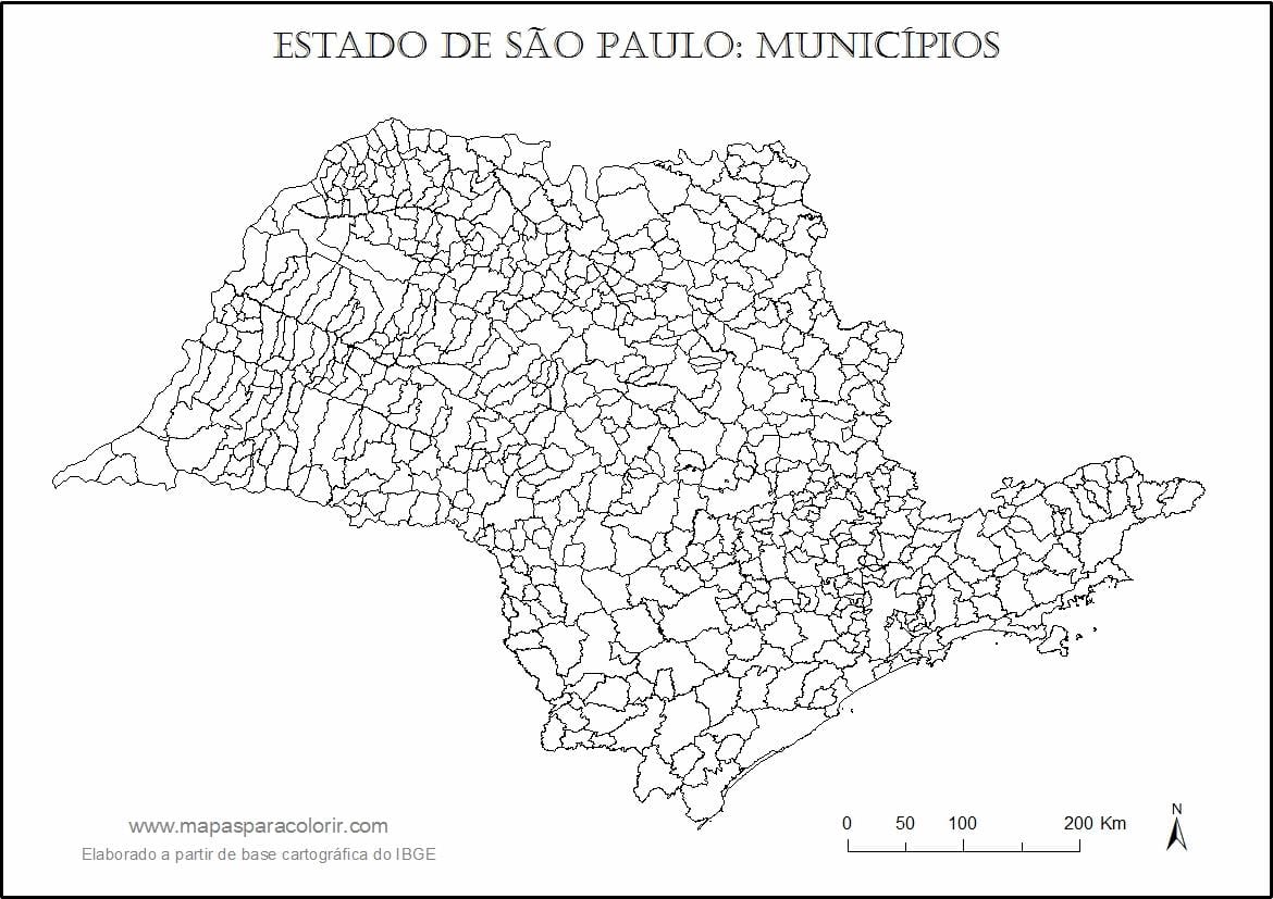 Mapa de São Paulo virxe - municipios