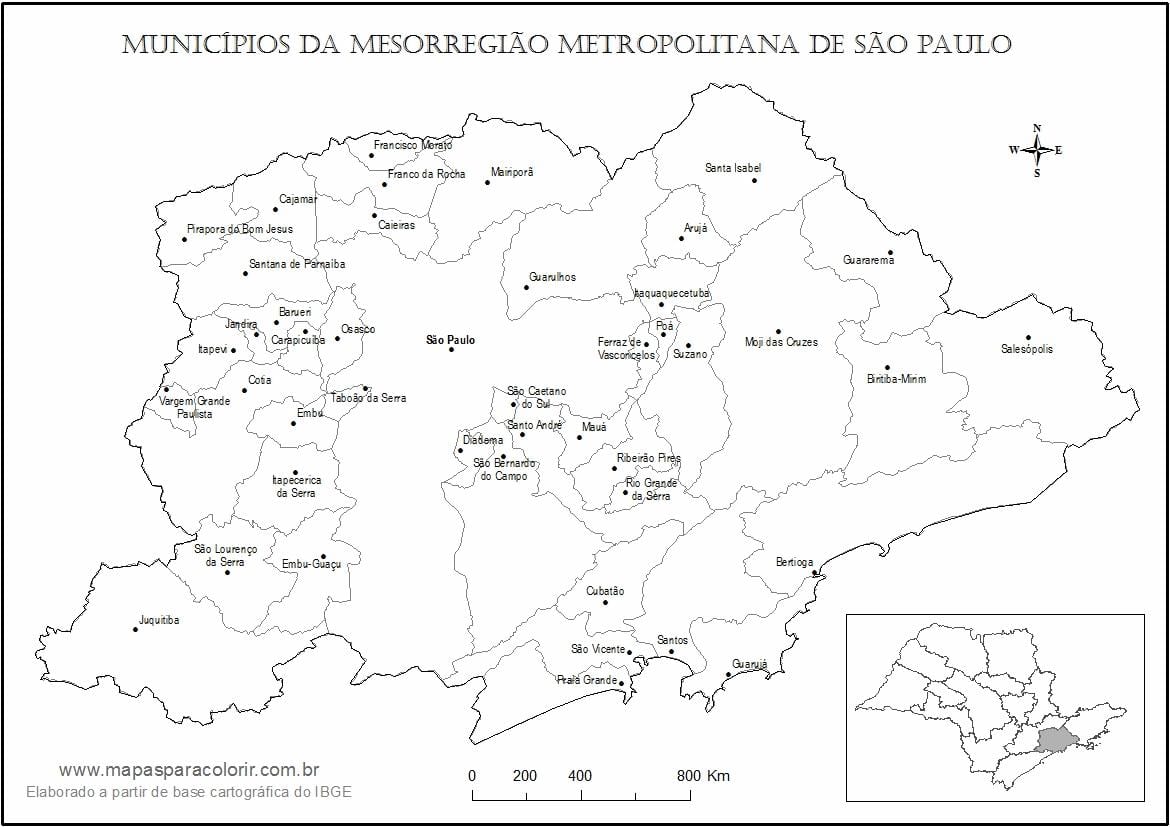 Mapa de São Paulo virxe