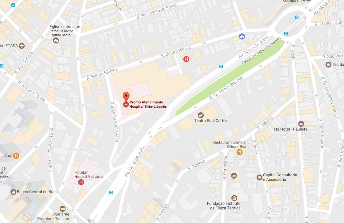 Mapa de Sírio-Libanês hospital