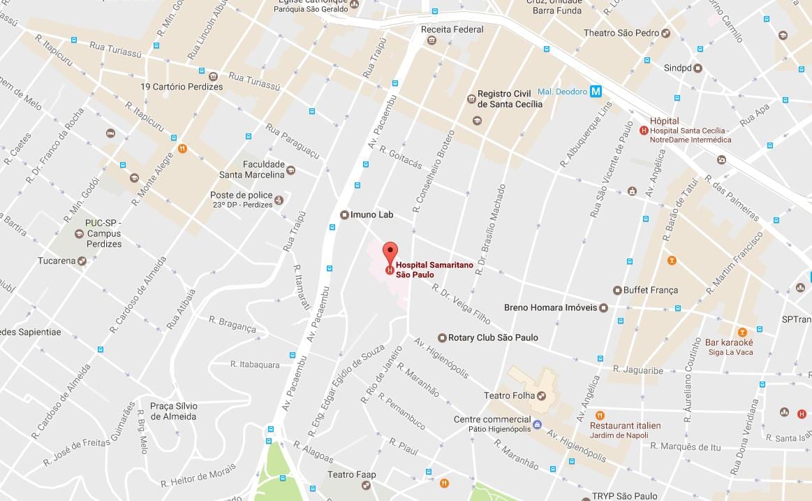 Mapa de Samaritano São Paulo hospital