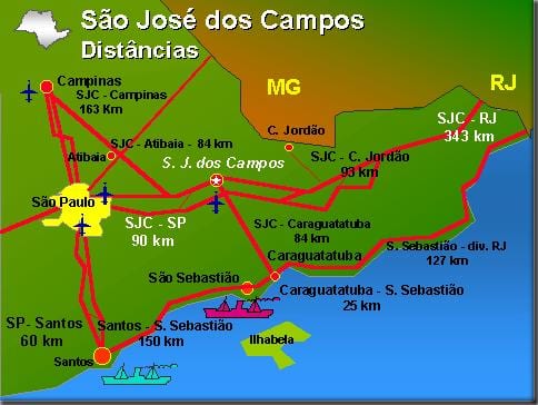Mapa de San José dos Campos aeroporto