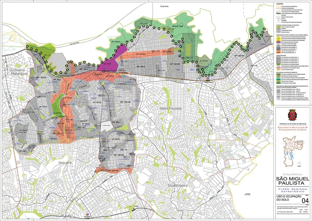 Mapa de São Miguel Paulista, São Paulo - Ocupación do solo