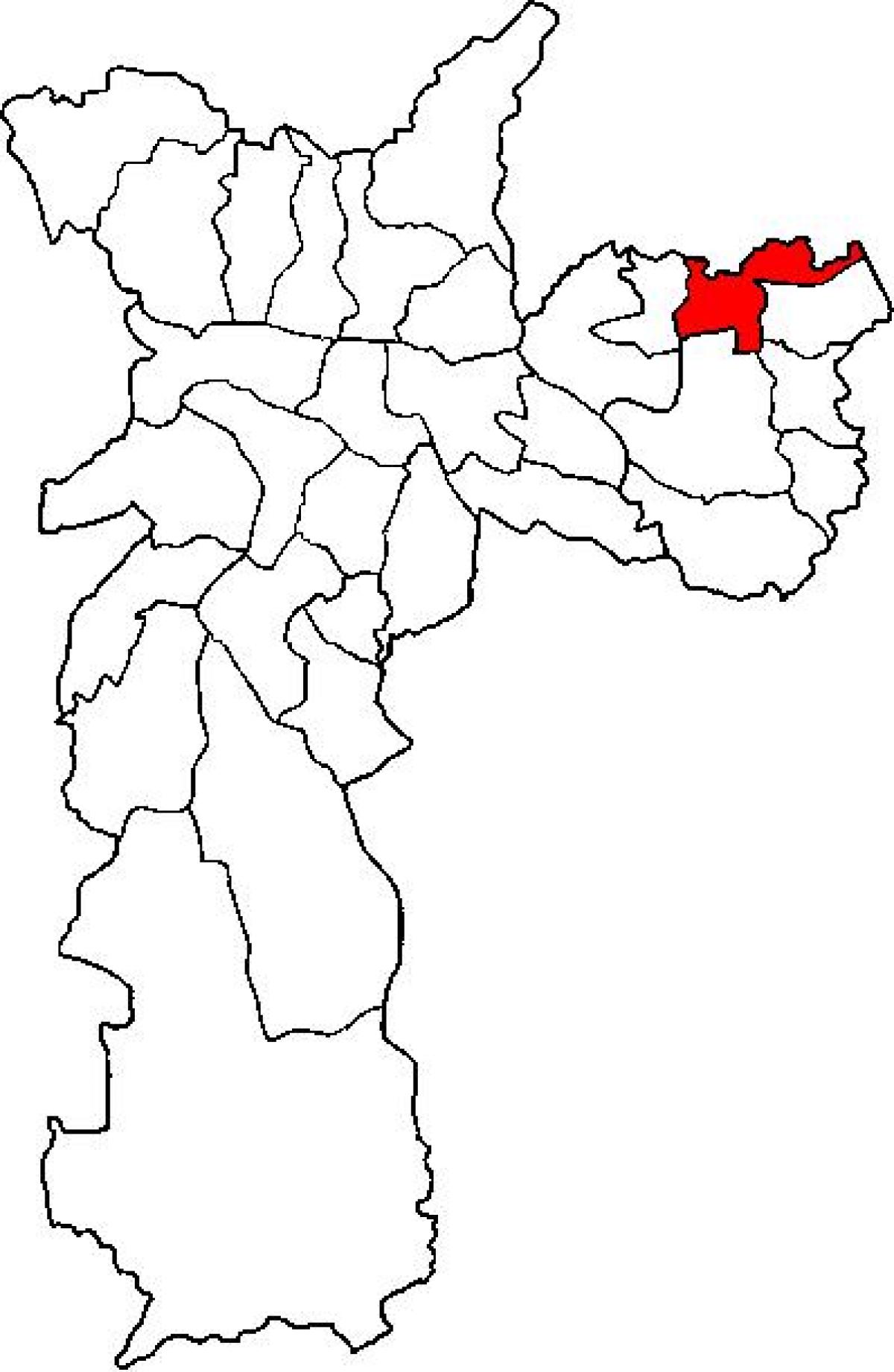 Mapa de São Miguel Paulista sub-concello de São Paulo