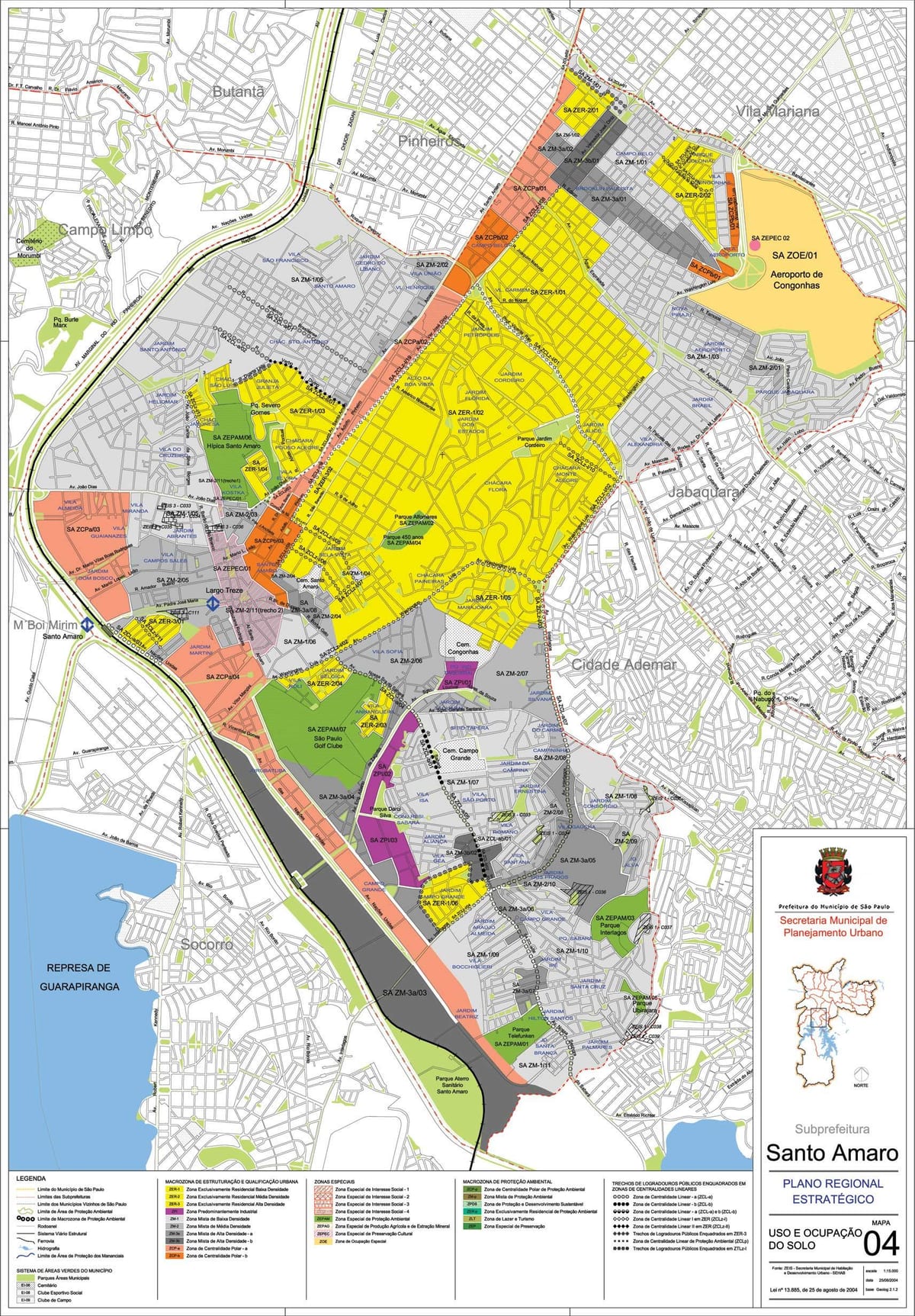 Mapa de Santo Amaro São Paulo - Ocupación do solo