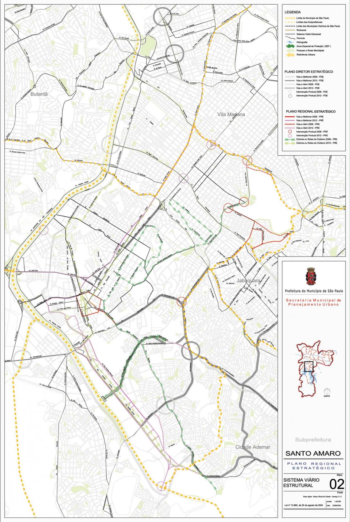 Mapa de Santo Amaro São Paulo - Estradas