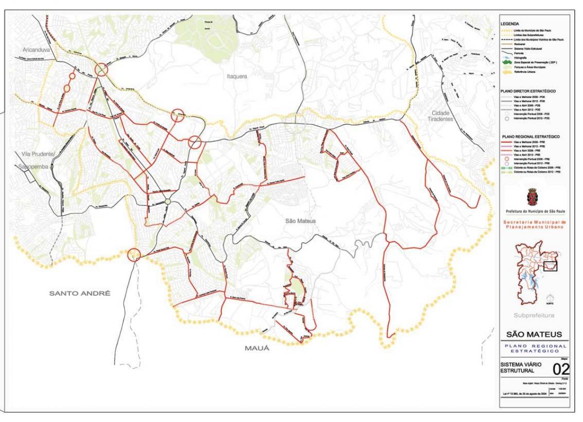 Mapa de São Mateus São Paulo - Estradas