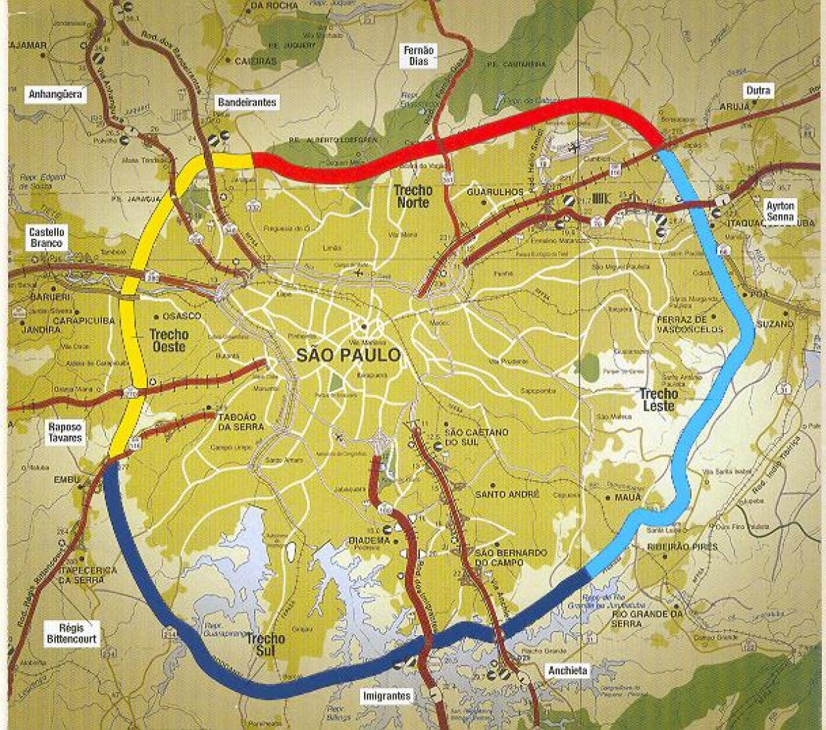 Mapa de São Paulo beltway