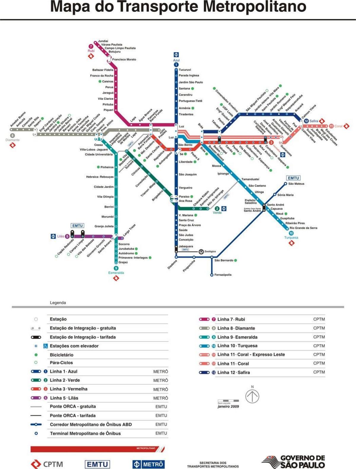 Mapa de São Paulo CPTM transporte