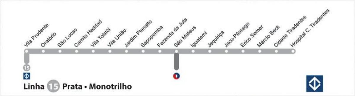 Mapa de São Paulo metro - Line 15 - Prata
