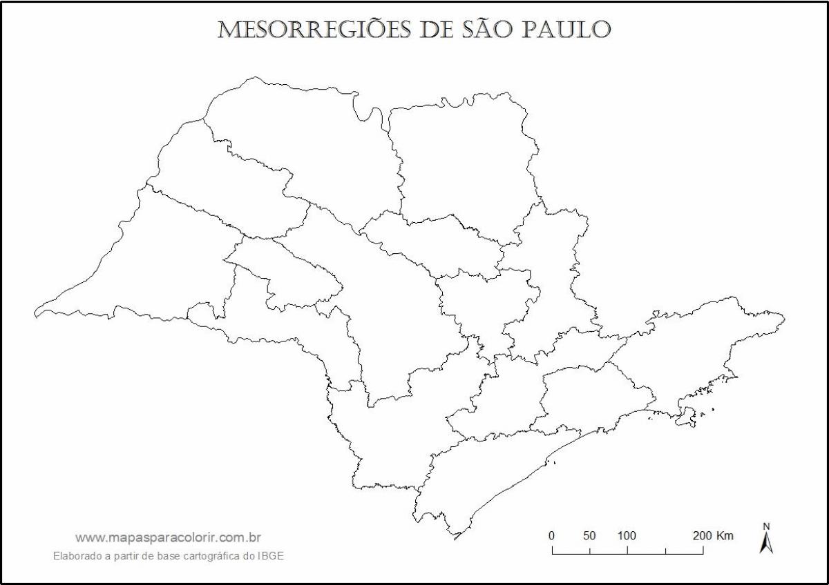 Mapa de São Paulo virxe - rexións