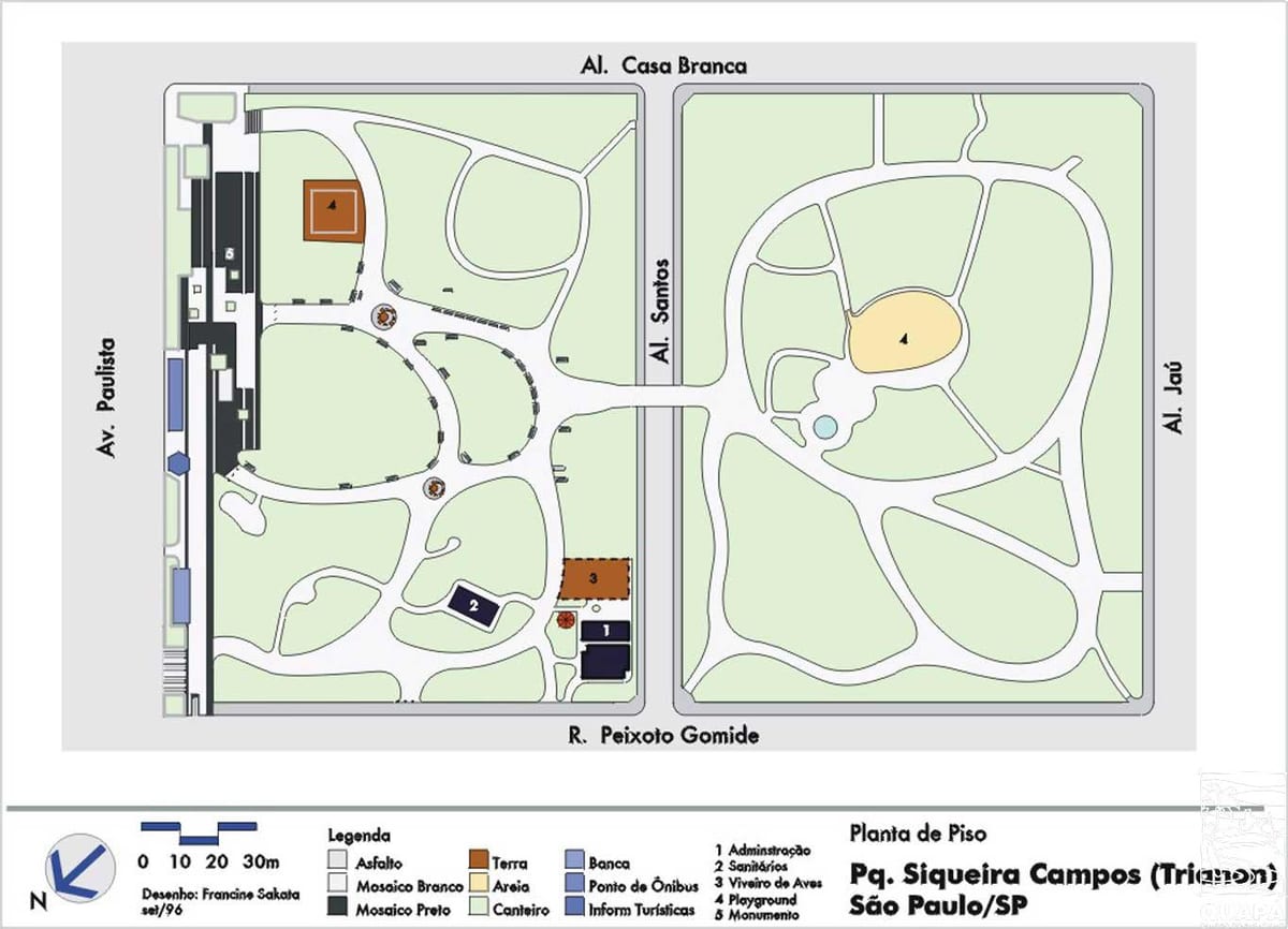Mapa de Trianon, São Paulo Parque