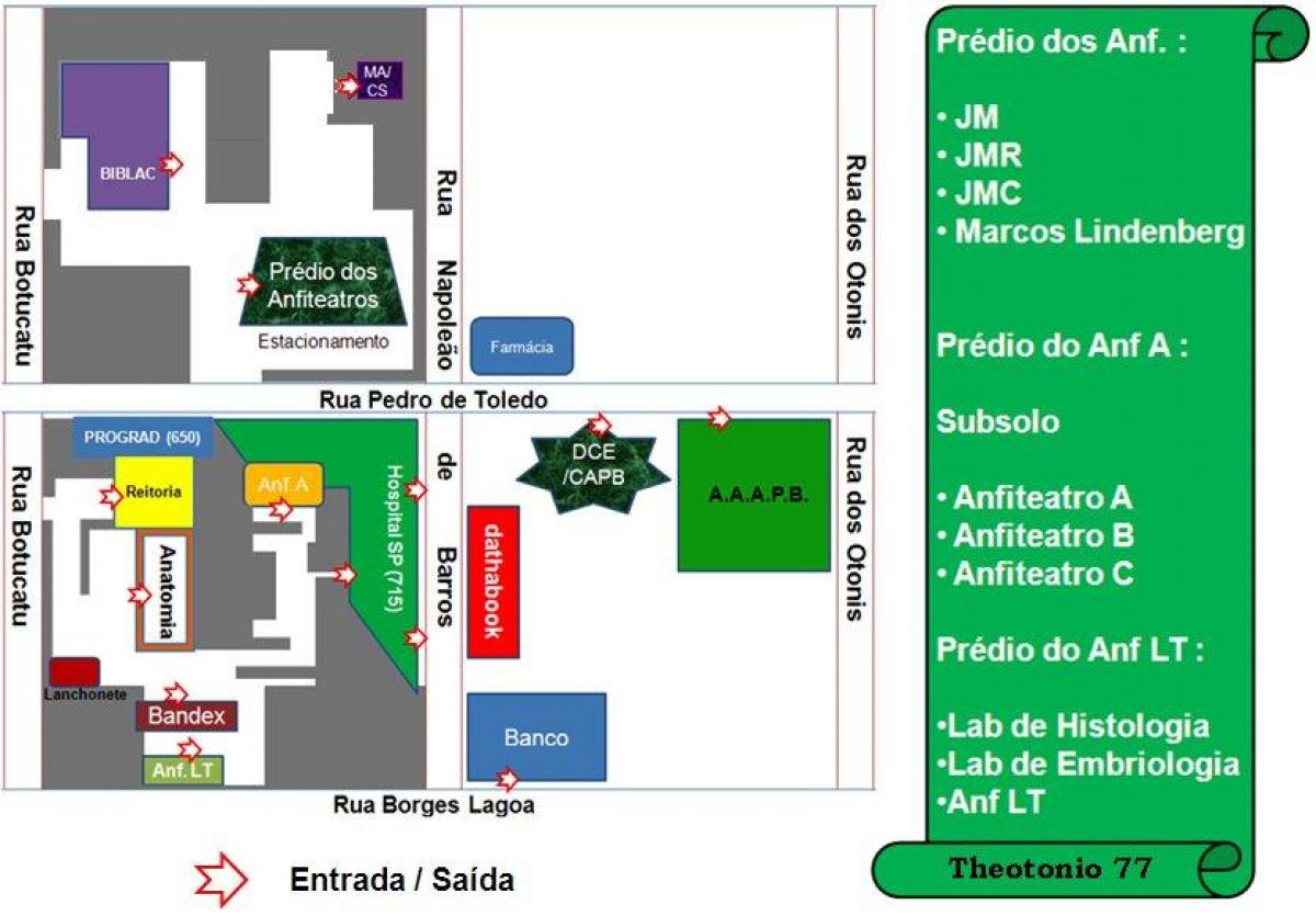 Mapa da universidade federal de São Paulo - UNIFESP