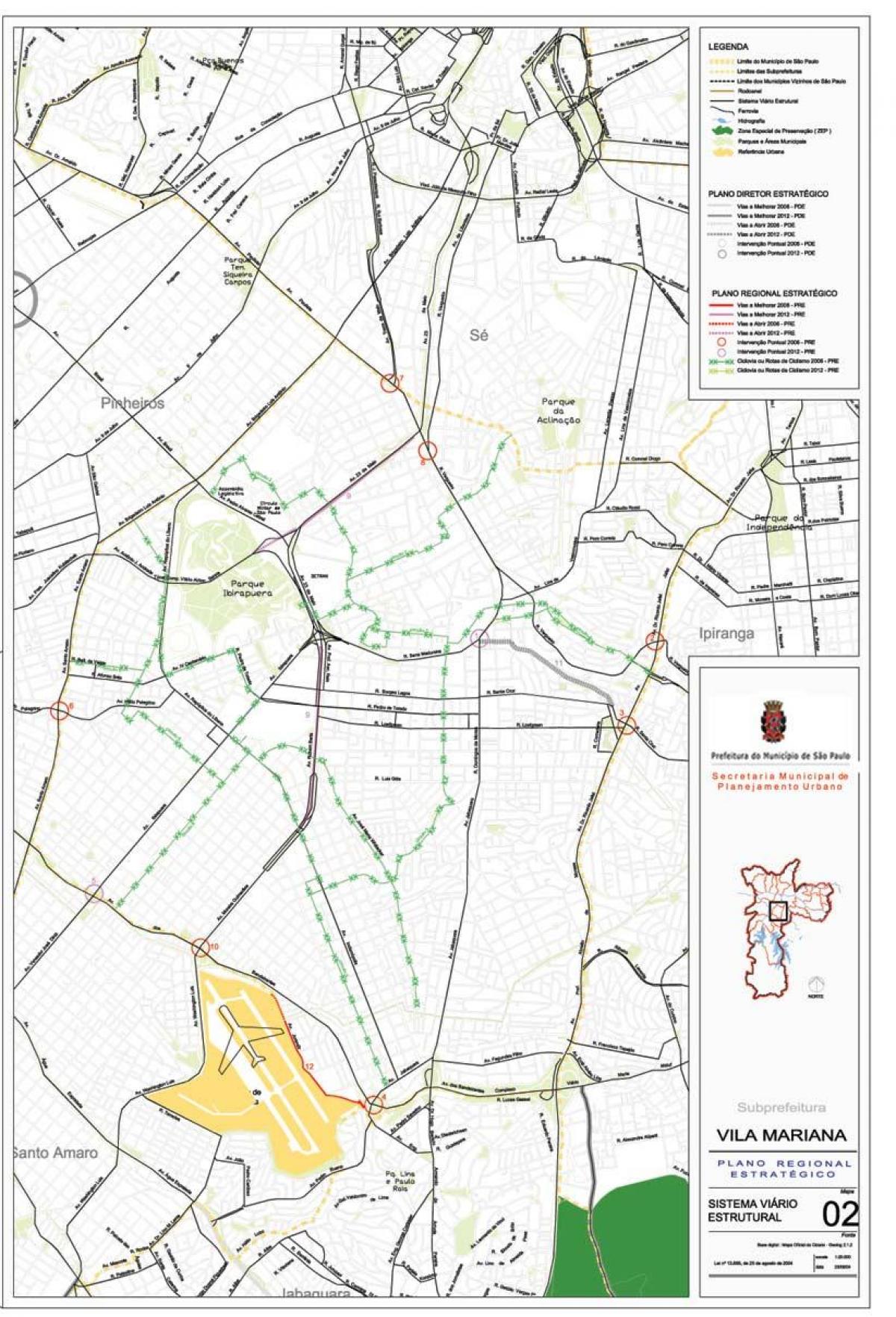 Mapa de Vila Mariana São Paulo - Estradas