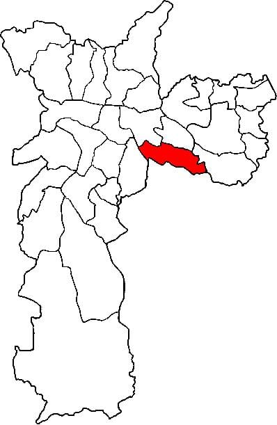 Mapa de Vila Prudente sub-concello de São Paulo