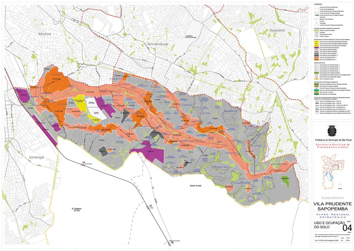 Mapa de Vila Prudente São Paulo - Ocupación do solo