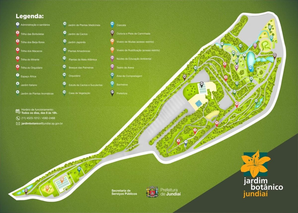 Mapa do xardín botánico Jundiaí