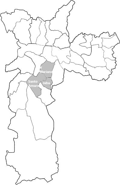 Mapa da zona Centro-Sul, São Paulo