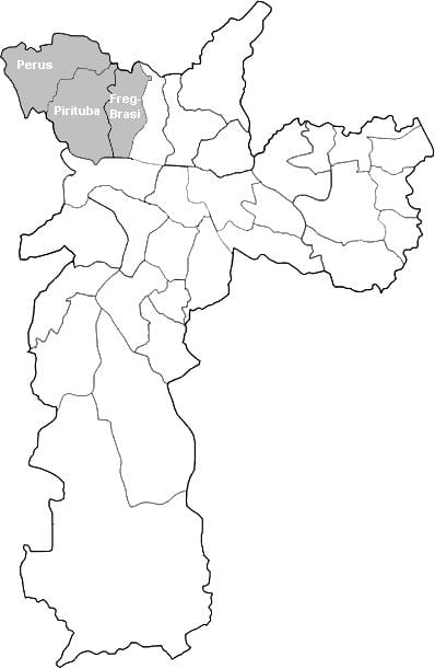 Mapa da zona Noroeste de São Paulo