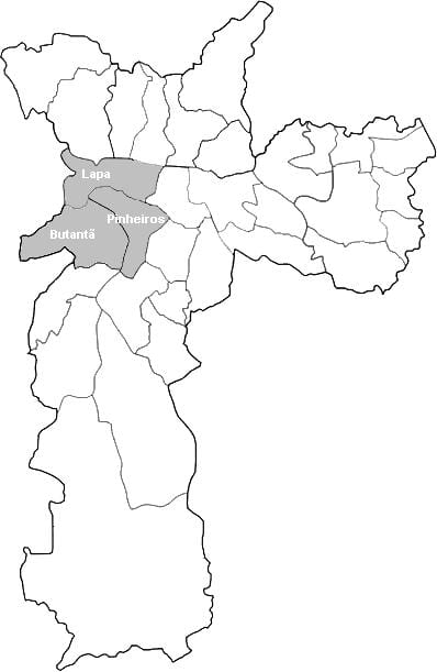 Mapa da zona Oeste, São Paulo
