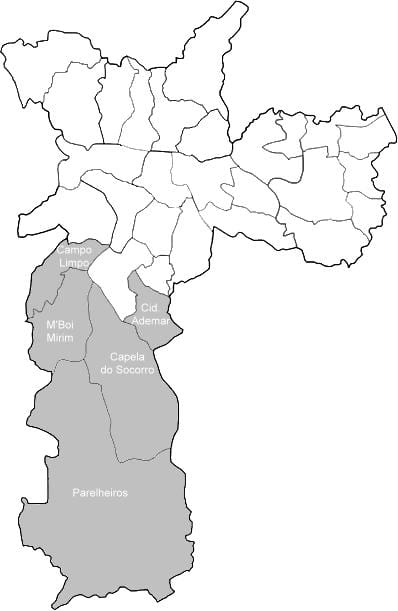 Mapa da zona Sul, São Paulo