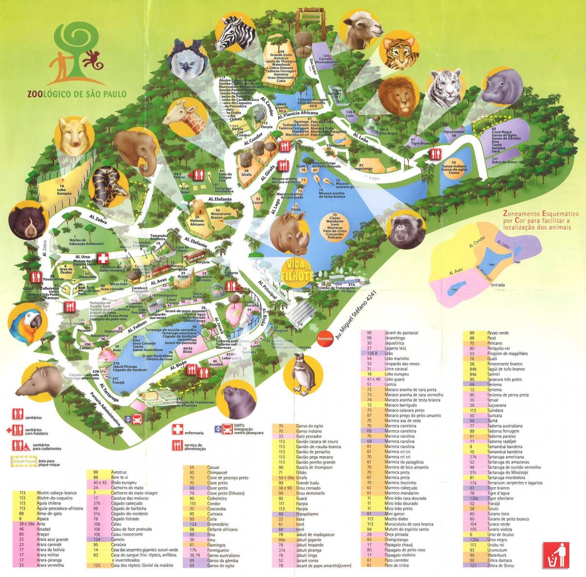 Mapa de zooloxía parque de São Paulo