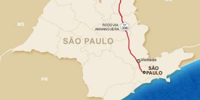 Mapa de Anhanguera estrada - SP 330