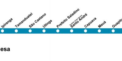 Mapa de CPTM São Paulo - Line 10 - Turquesa