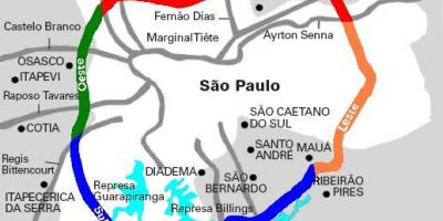 Mapa de Mário de Covas estrada - SP 21
