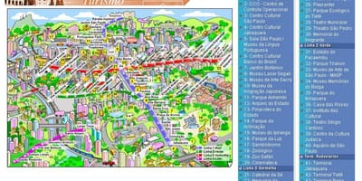 Mapa de São Paulo atraccións