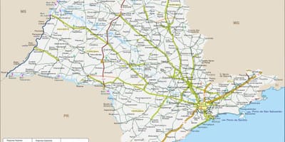 Mapa de São Paulo estradas Estatais
