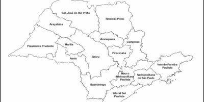 Mapa de São Paulo virxe - rexións nomes