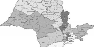 Mapa de São Paulo en branco e negro