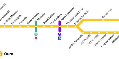Mapa de São Paulo monotrilho - Line 17 - Ouro