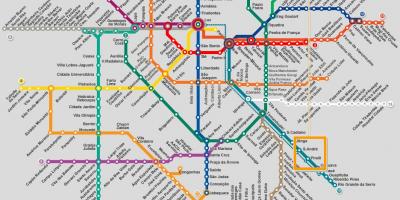 Mapa de São Paulo rede de metro