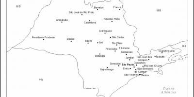 Mapa de São Paulo virxe - principais cidades