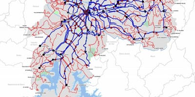 Mapa de terminais de autobuses de Estado de São Paulo