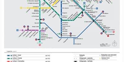 Mapa de transporte de São Paulo - EMTU/SP - metro - CPTM